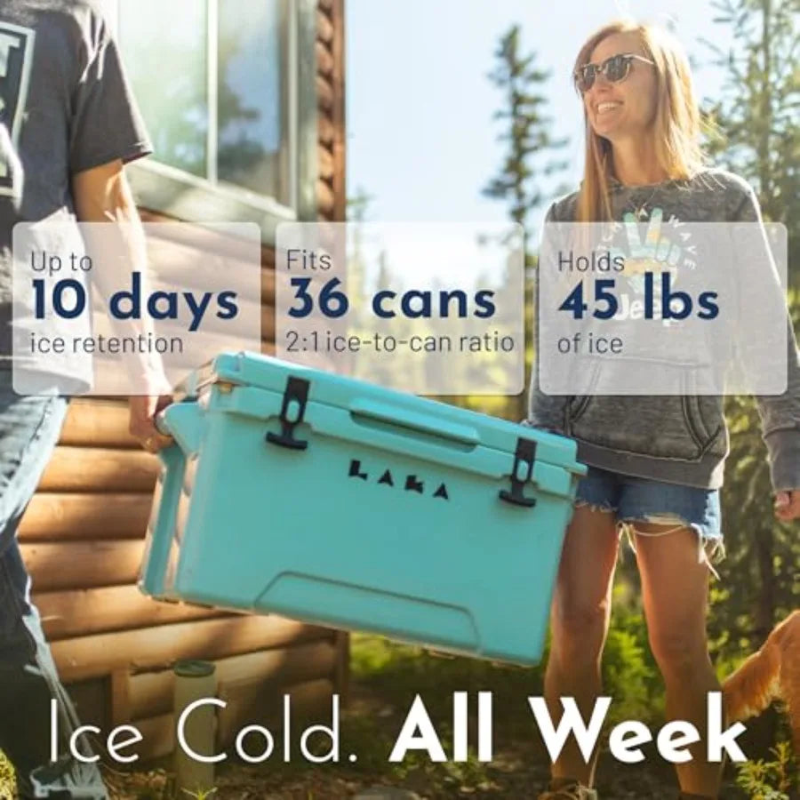 45 Quart Rotomolded Hard Cooler Holds 36 Cans/45 lb Ice Up to 10 Days Cold