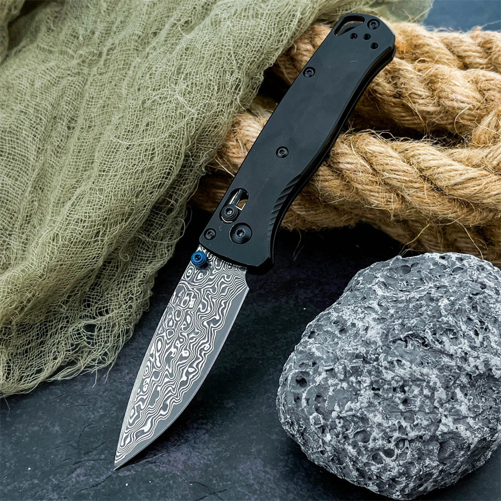 High Quality Folding Pocket Knife Damascus Steel Blade Aluminum Handle