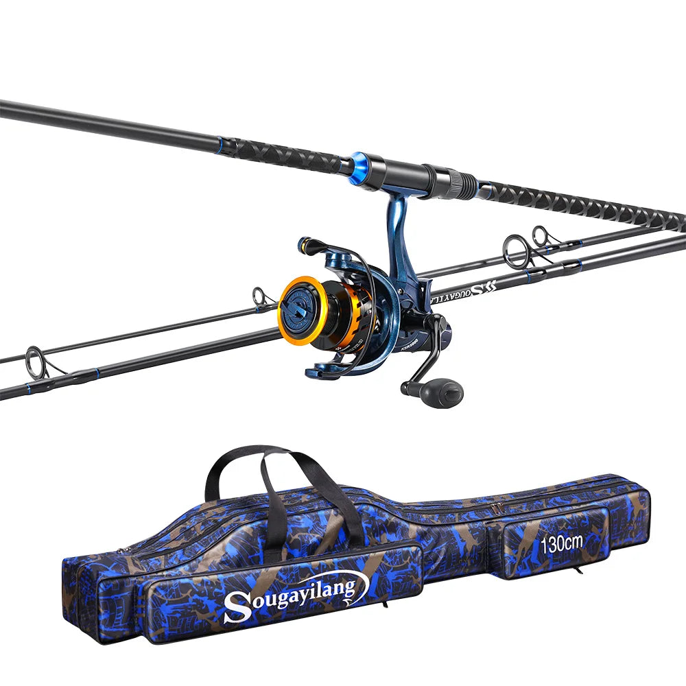 Sougayilang 3sections Spinning Fishing Rod and Reel Combo