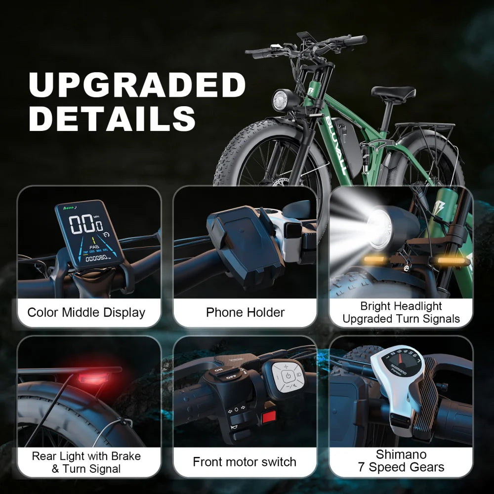 MOOBELO V1 All-Terrain 2000W Electric Bike for Adult 52V 22.4AH Battery Fat Tire Waterproof EBike