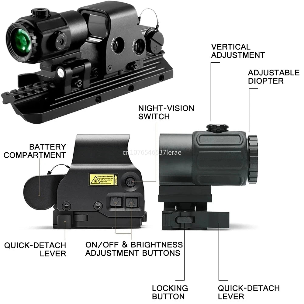 EOTECH 558 Holographic Collimator Red Dot Sight G43/G33 3X G45 5X Magnifier