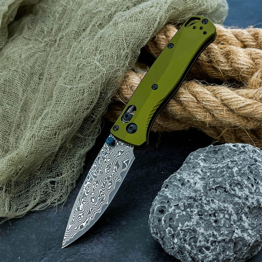 High Quality Folding Pocket Knife Damascus Steel Blade Aluminum Handle