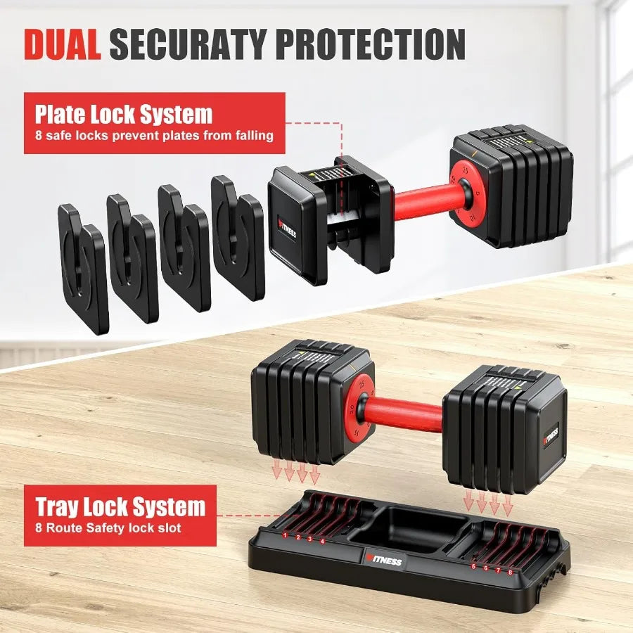 Adjustable Dumbbell Set of 2 for Home Gym: 25 55 80LB Capacity
