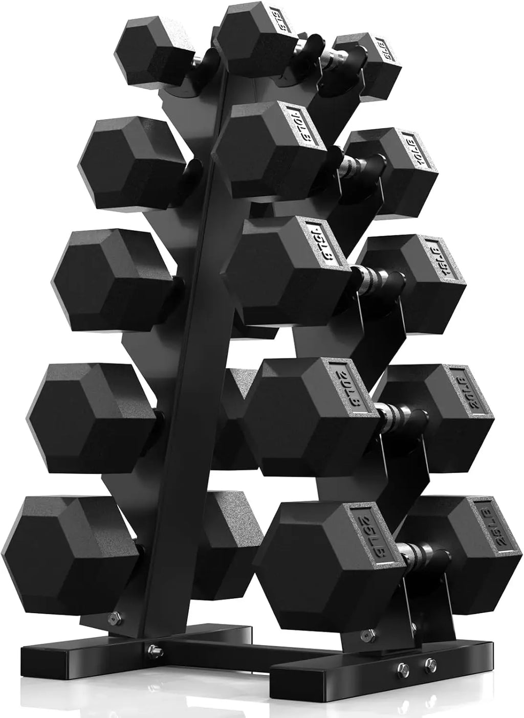 Hex Dumbbell Sets with Rack, 60-550lb Rubber Coated Weight Set