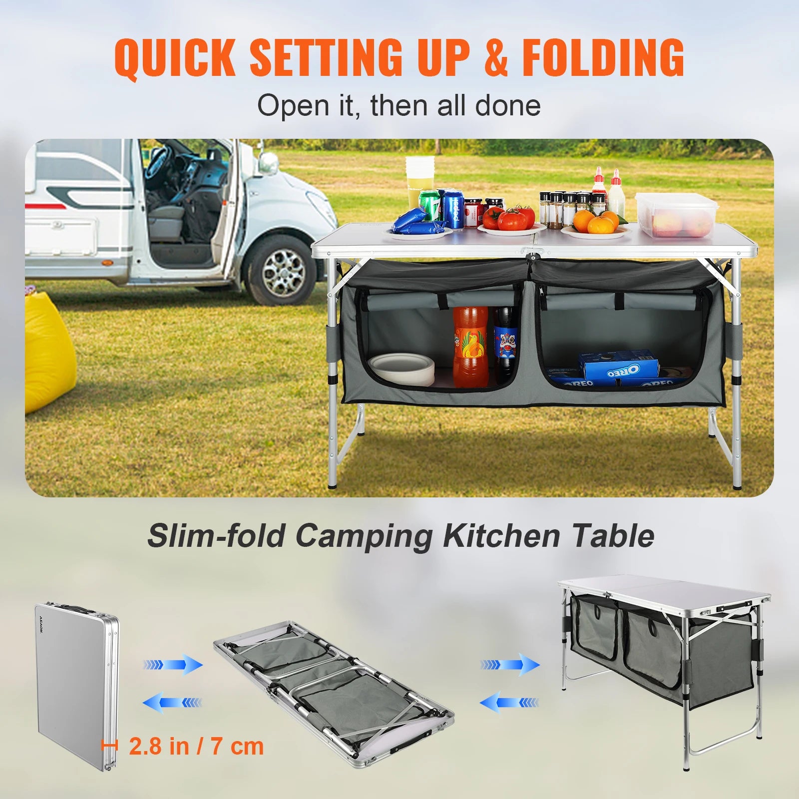 Camping Kitchen Table Quick set-up Folding Table