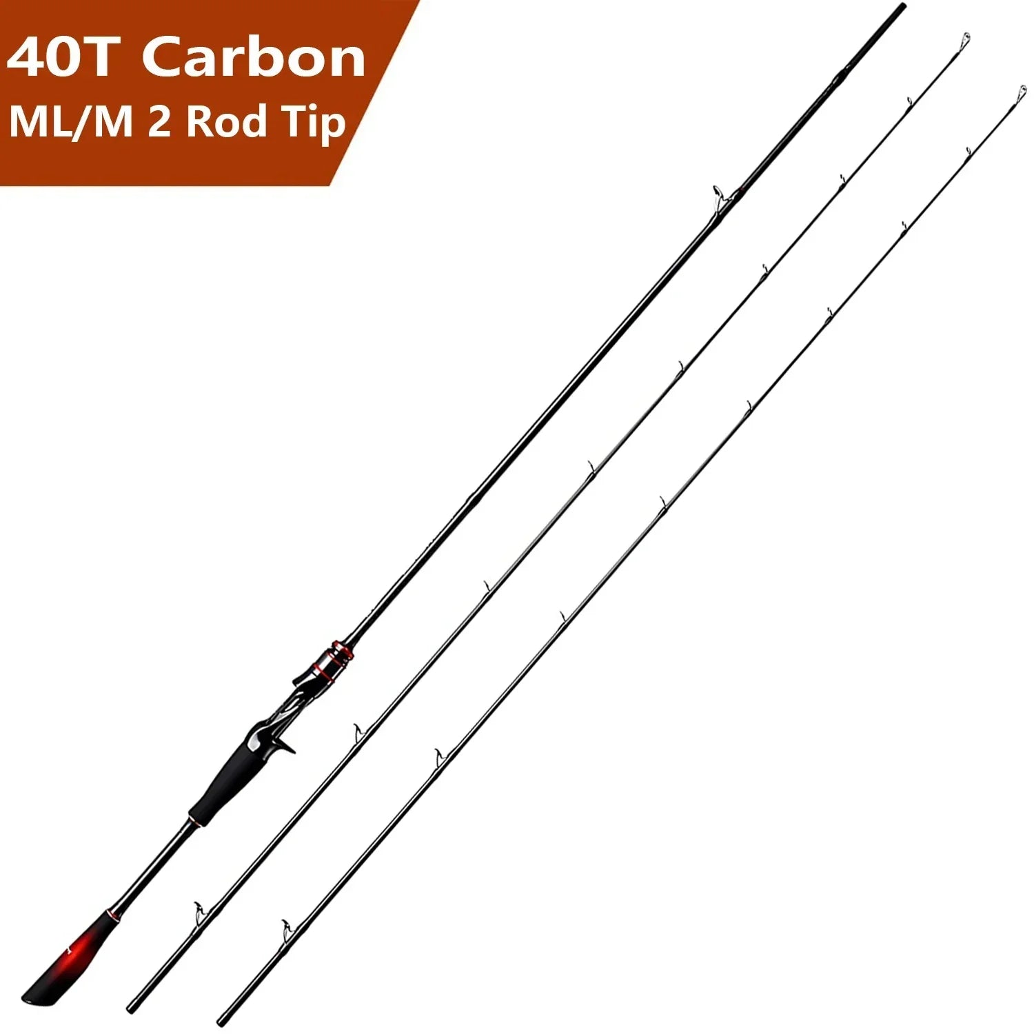 40T Carbon Fiber Lure Fishing Rod With 2 Tips,ML M Spinning / Casting