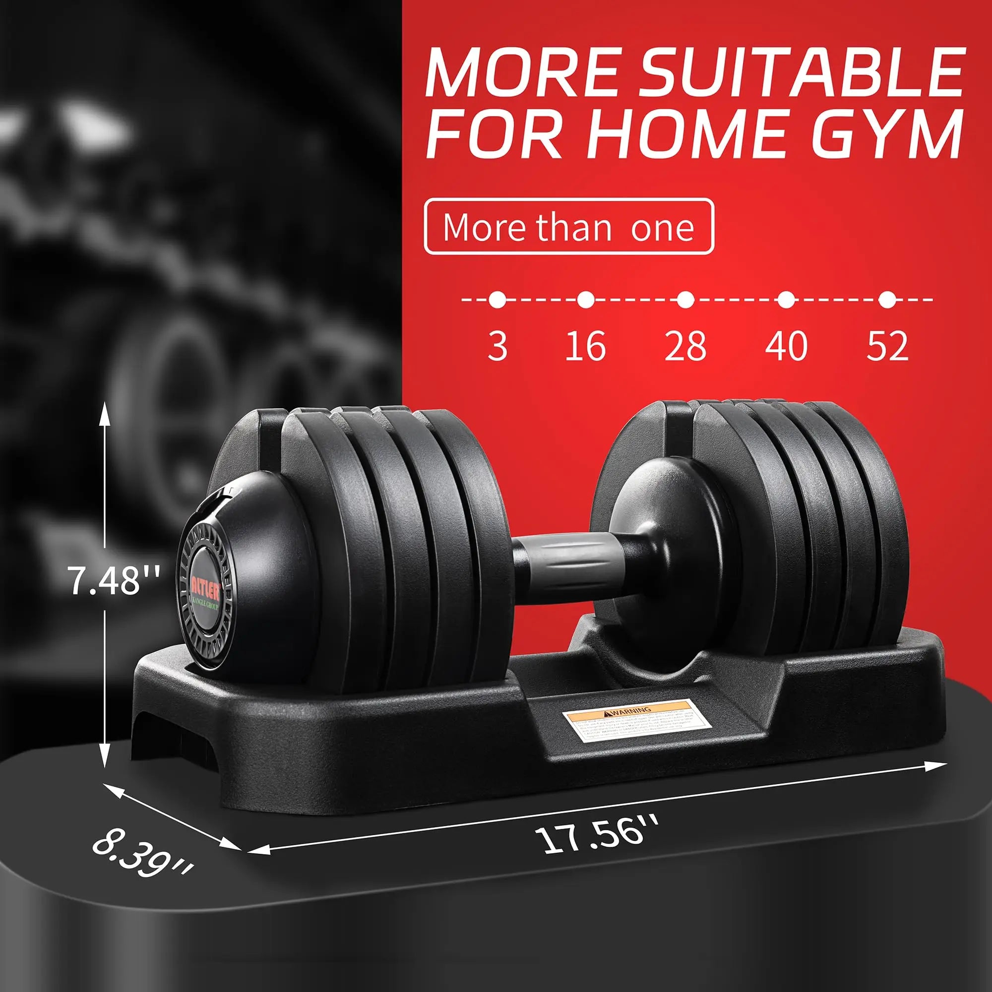 Rubber Coated Adjustable Dumbbells 25LBS/52LBS t