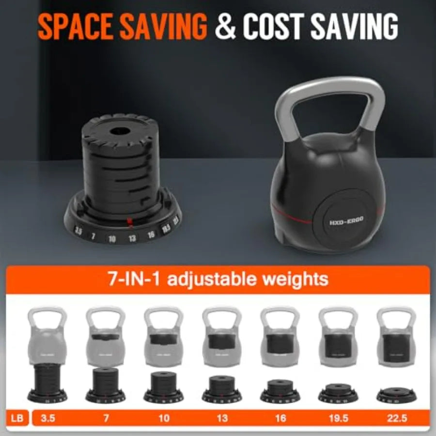 Adjustable Kettlebell Weight Set-Quickly Adjusts Weights, Comfortable Grip,