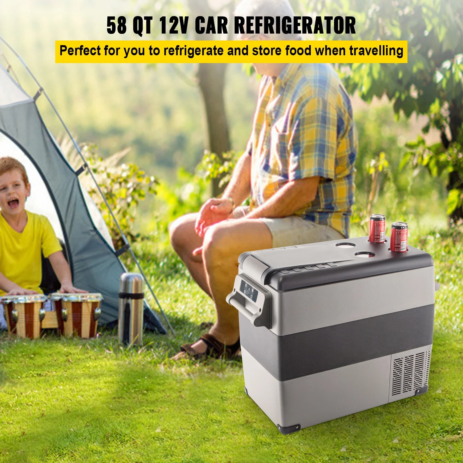 SucceBuy 55L Car Refrigerator Mini Fridge Freezer Portable Compressor Cooler DC 110-240V Ice Box