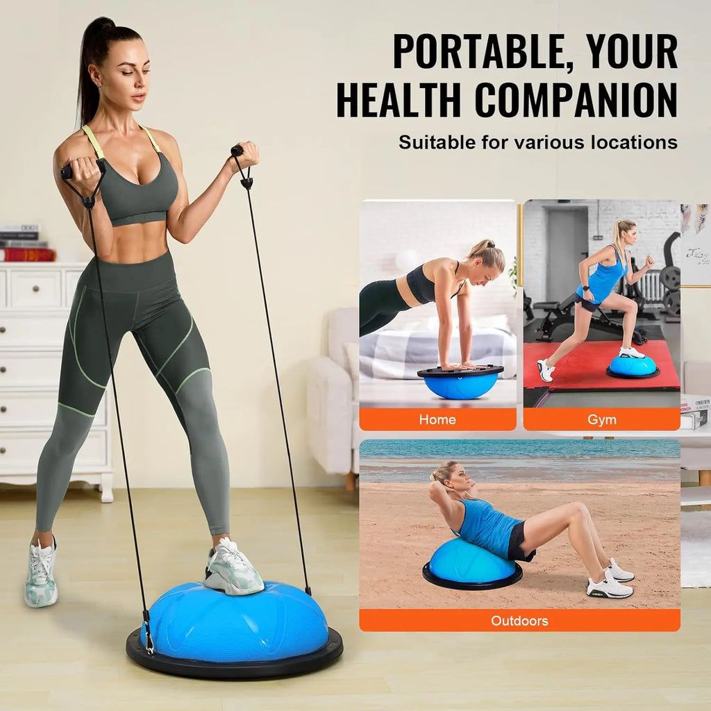 23/26 Inch Half Exercise Ball with Resistance Bands