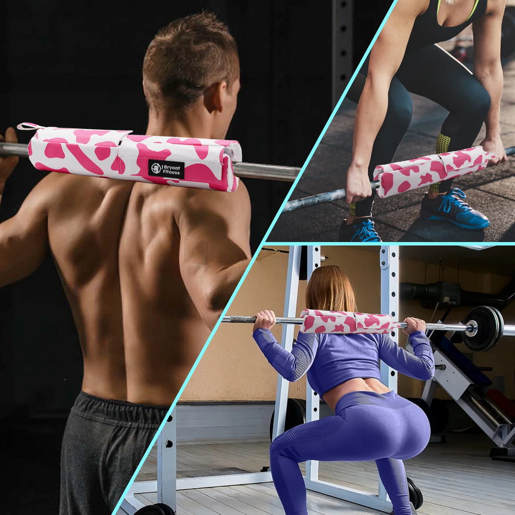 Cow Print Barbell Squat Pad Thick Foam PU Leather Padding for Neck Shoulder