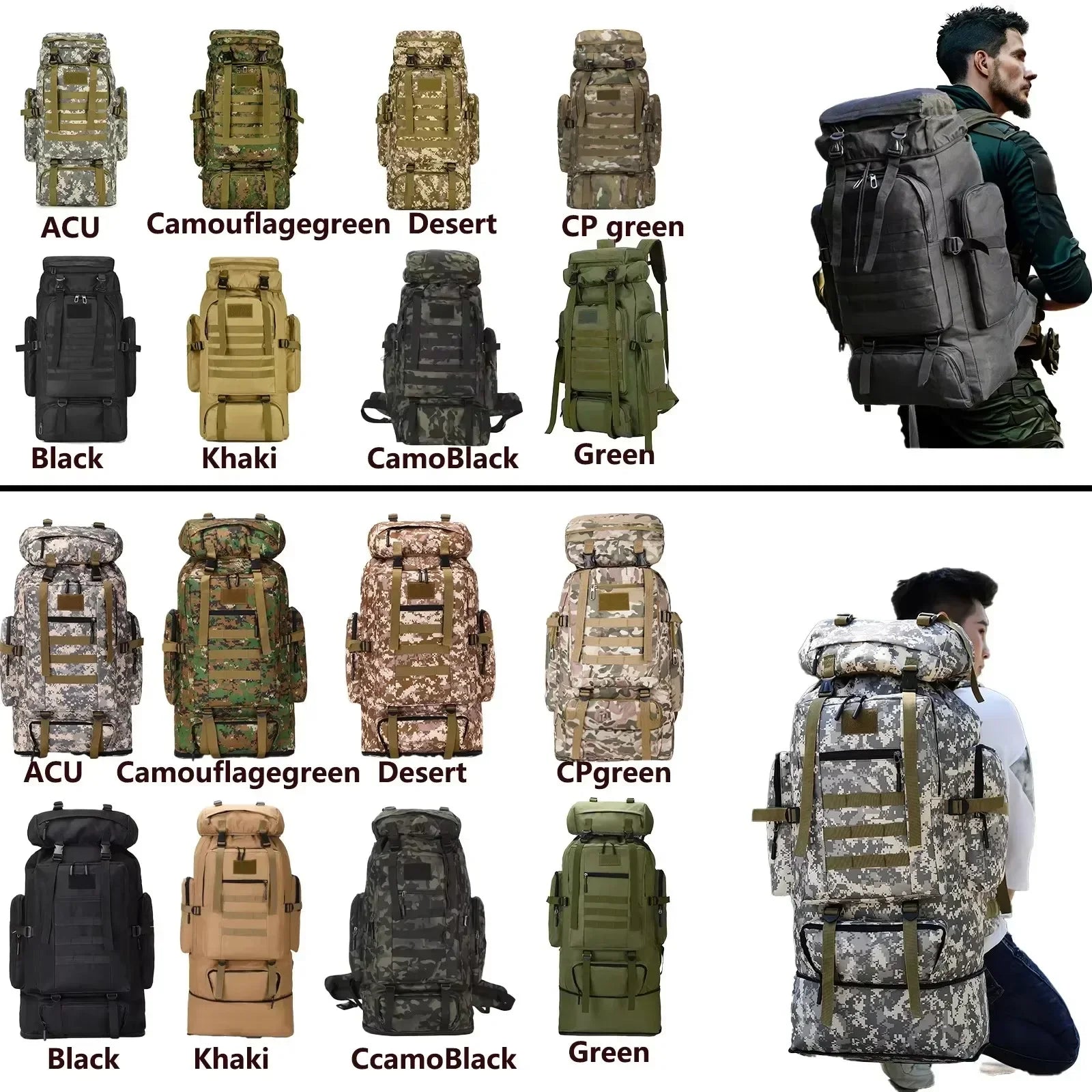 80L/100L  Mountaineering Bag Climb Bag Tactical Backpacks