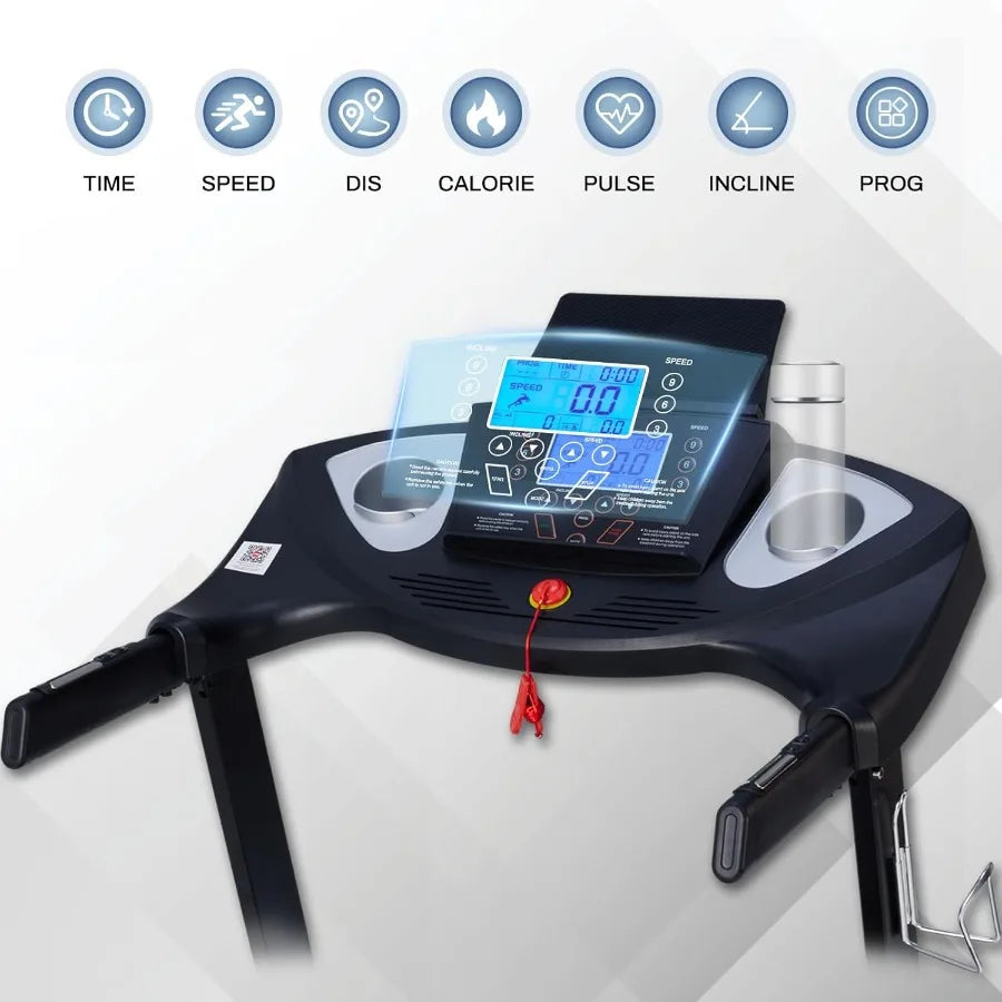 Home Treadmill with 15-Level Auto Incline 0.5-10 MPH  300 LB Capacity