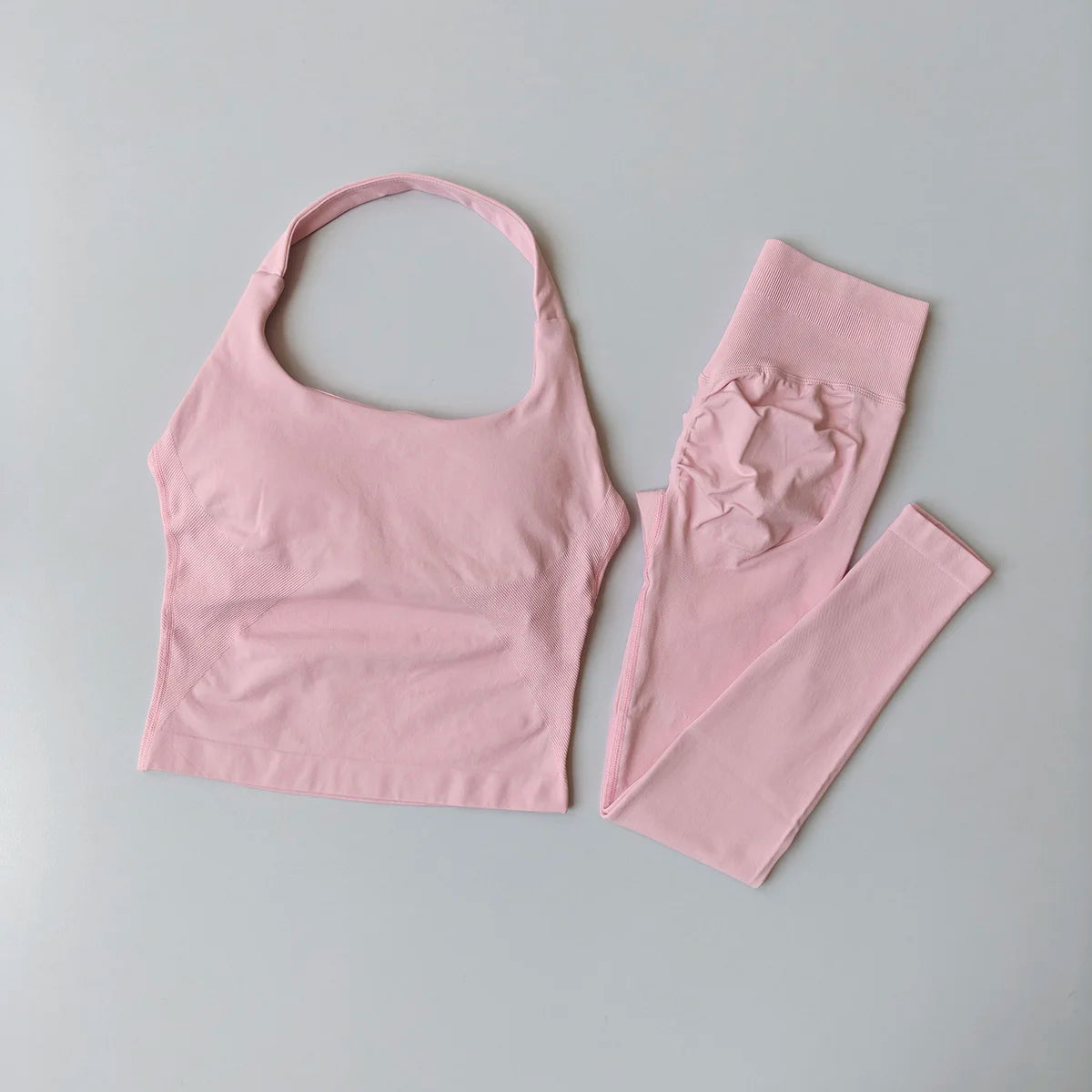 High Waist Peach Sports Bras Leggings Suit