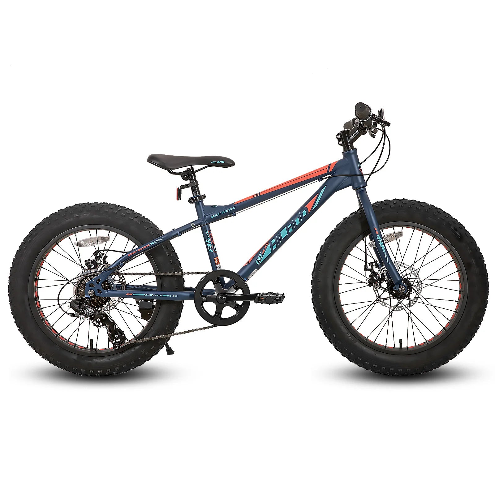 Hiland 20 Inch Kids' Bicycles Fat Tire Mountain Bike Shimano 7-Speed, Dual-Disc Brake