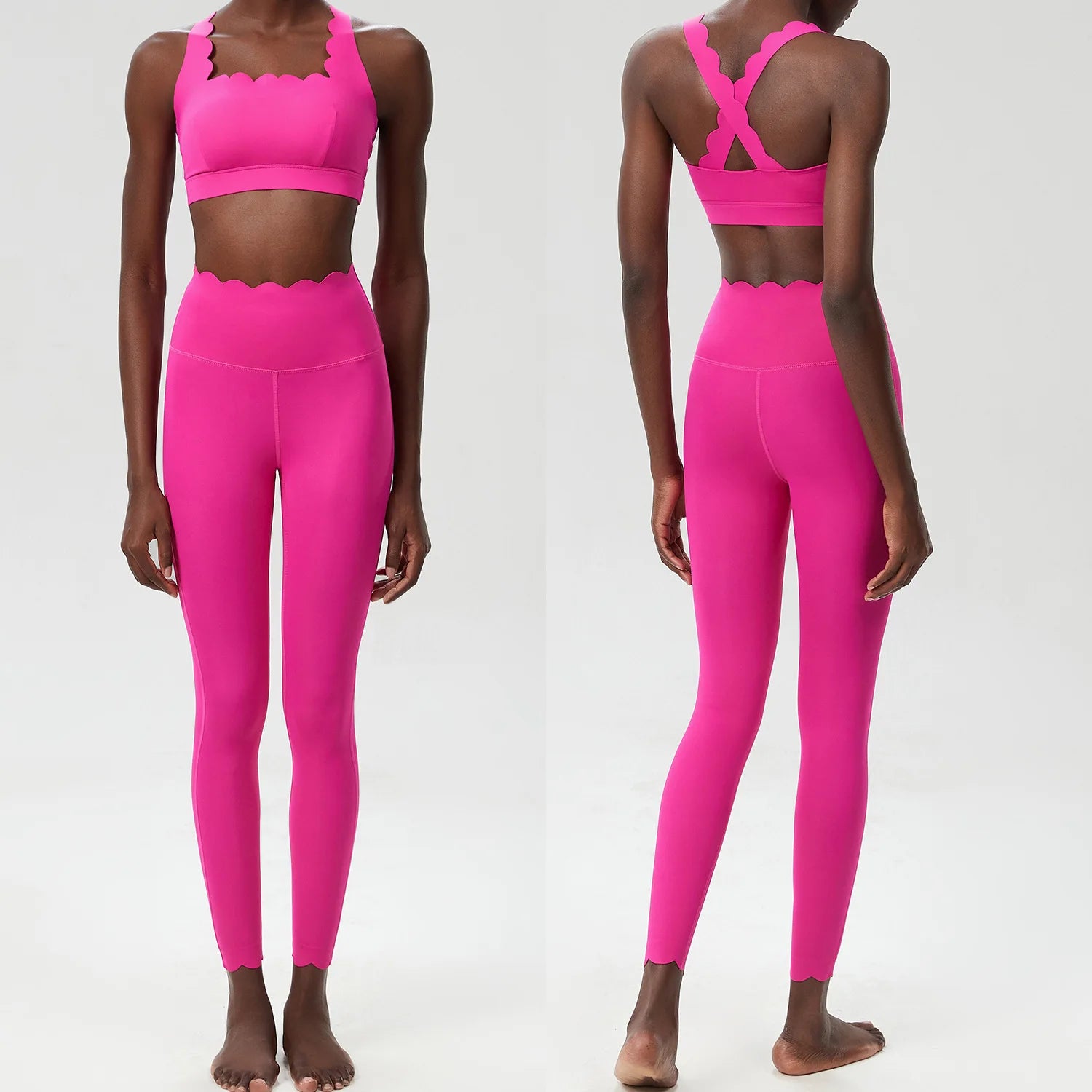 Women Solid Color Gym Suit Two Pieces