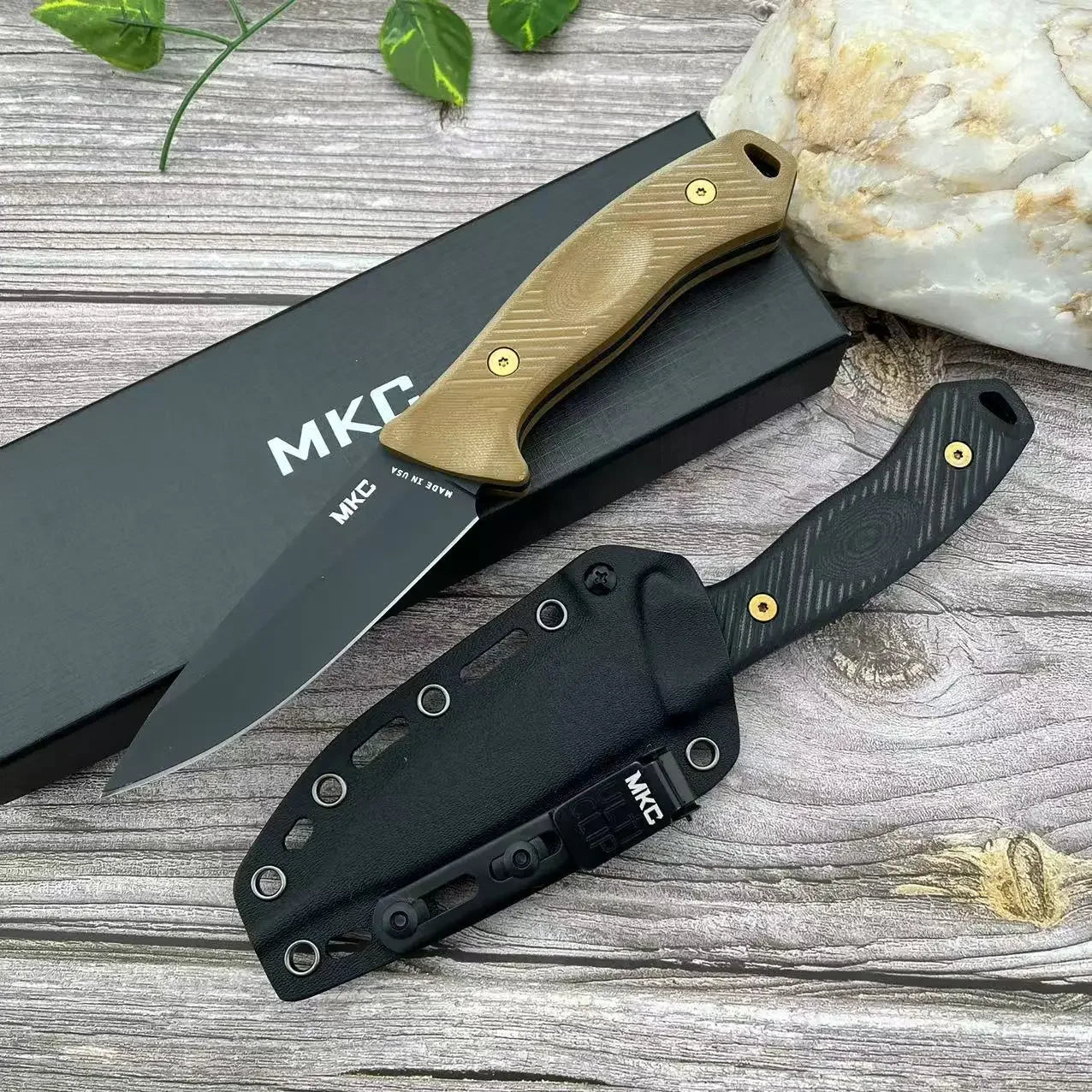 MKC TF24 Tactical Outdoor Camping Straight Knife with High Hardness 8Cr13Mov Blade