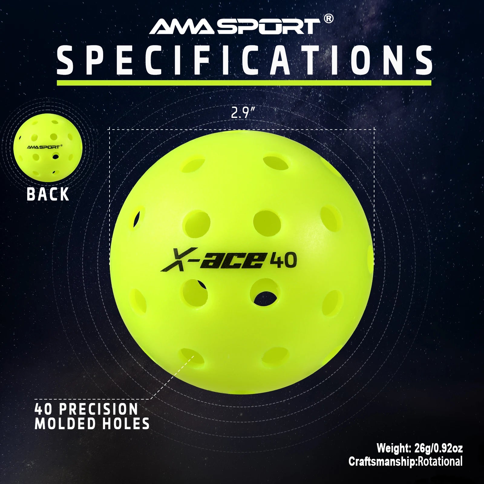 Pickleball Balls, USAPA Approved-High Bounce True Flight