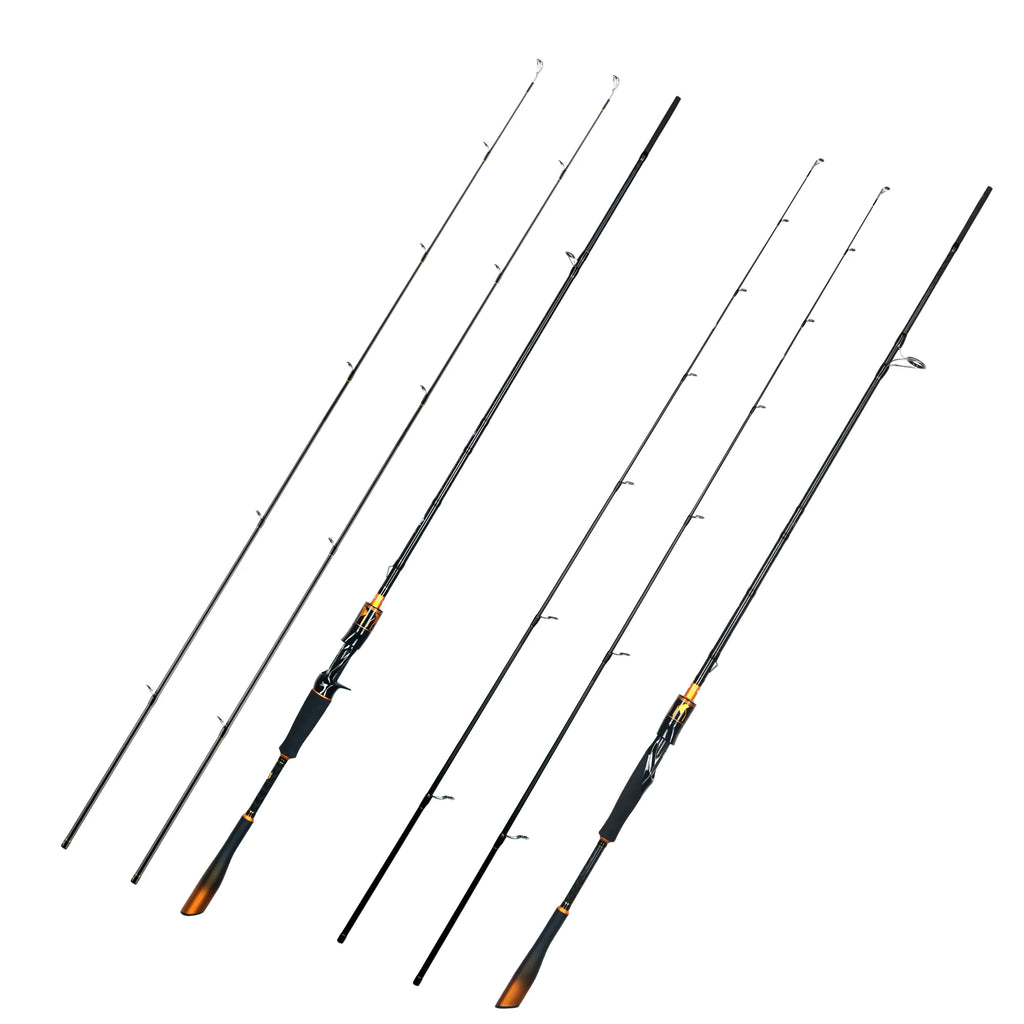 BIUTIFU 2-Tip Fuji Guide Spinning Casting Fishing Rod Baitcasting Pole for Bass Pike 7-80g Lure
