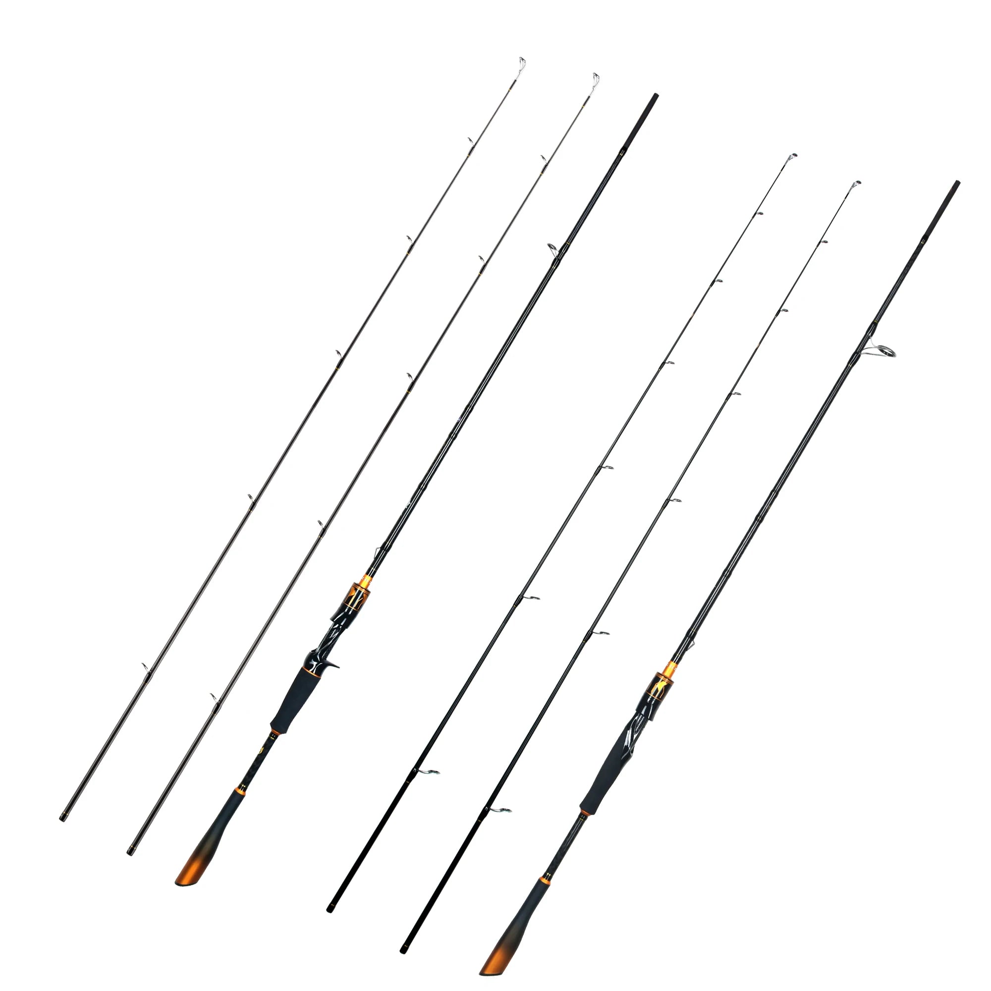 BIUTIFU 2-Tip Fuji Guide Spinning Casting Fishing Rod Baitcasting Pole for Bass Pike 7-80g Lure