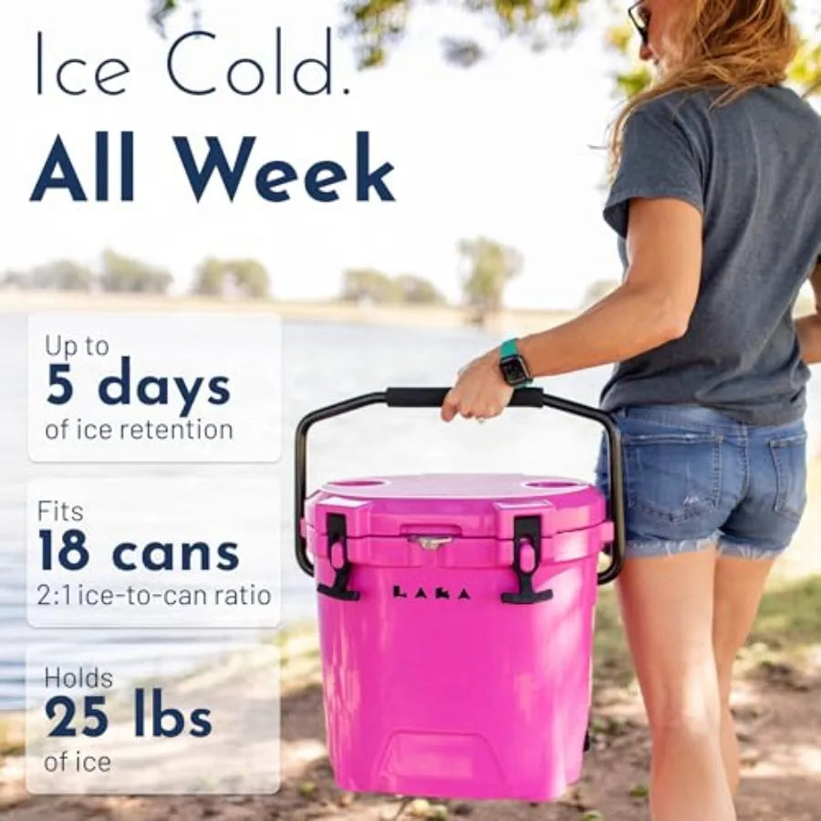 20 Quart Rotomolded Hard Ice Chest Insulated Cooler Holds 18 Cans + 25 lb Ice Up to 5 Days Col