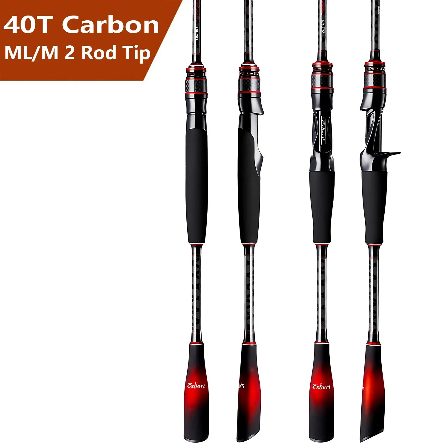 40T Carbon Fiber Lure Fishing Rod With 2 Tips,ML M Spinning / Casting