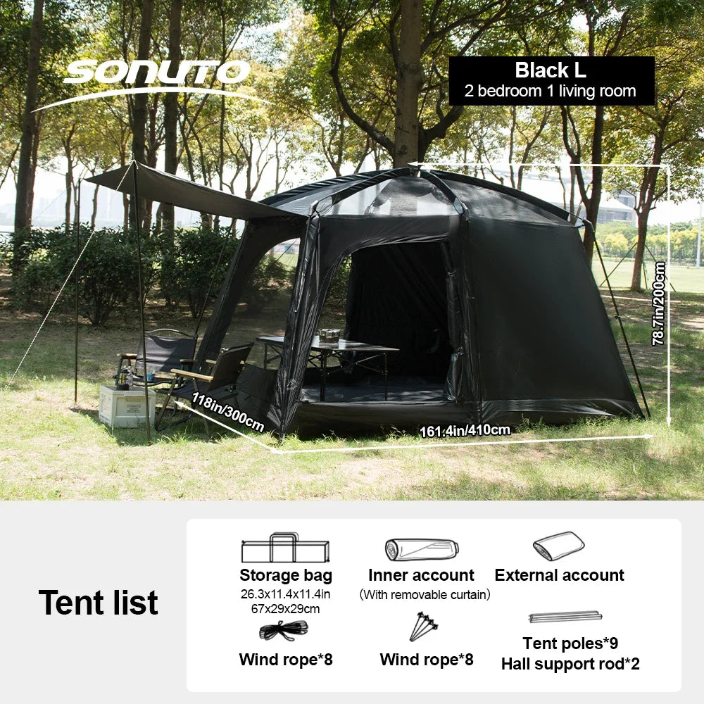 Large Family Tent 8-12 Person 2 Room Windproof with Sun Protection Mosquito Net