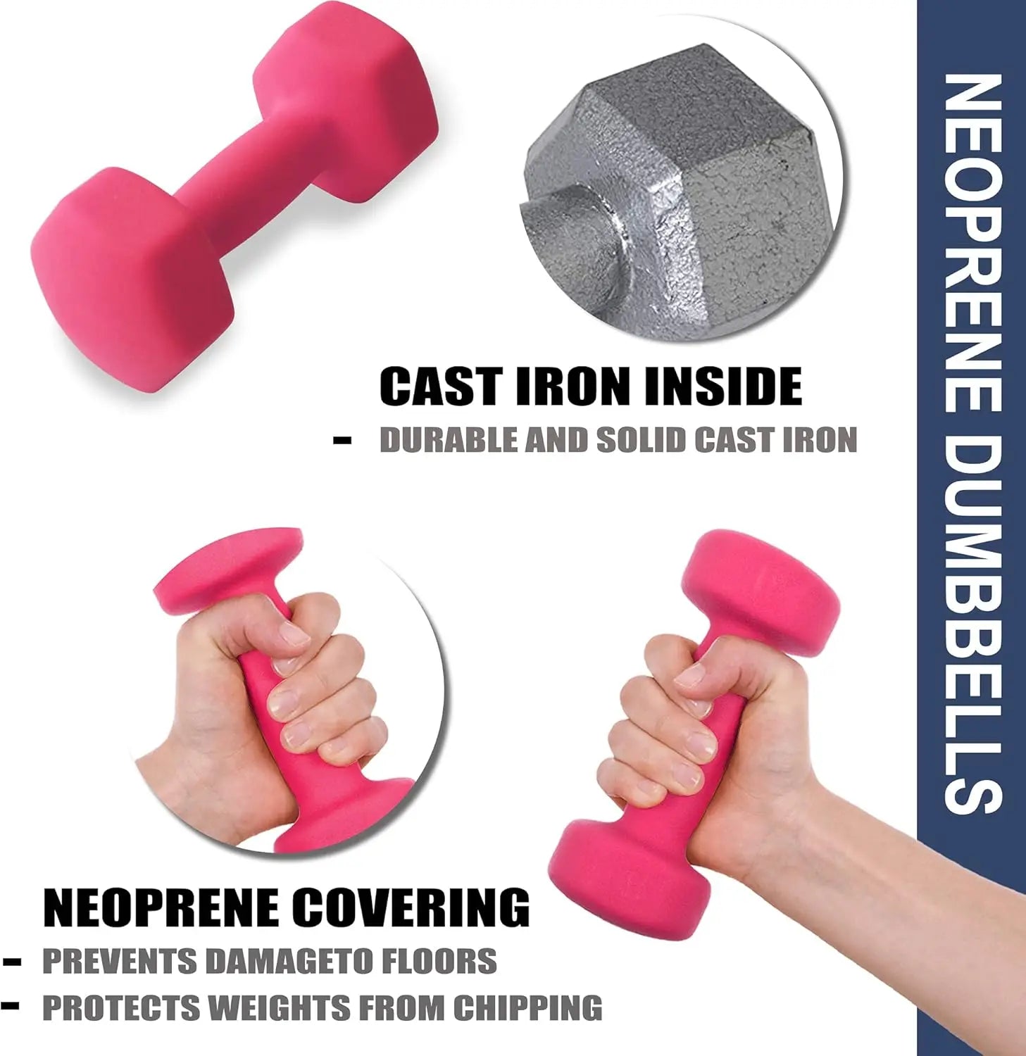 Dumbbells for Home Gym, Strength Training, Yoga and Pilates - 10lb Each