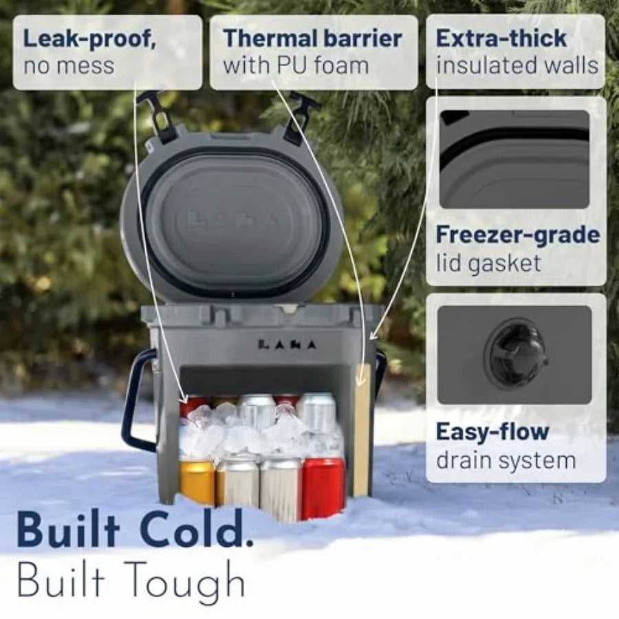 20 Quart Rotomolded Hard Ice Chest Insulated Cooler 18 Cans + 25 lb Ice Up to 5 Days Col