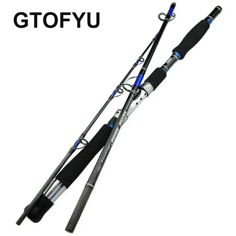 Portable Fishing Rod Travel Surf Saltwater Heavy 3-Piece Carbon Spinning Rod