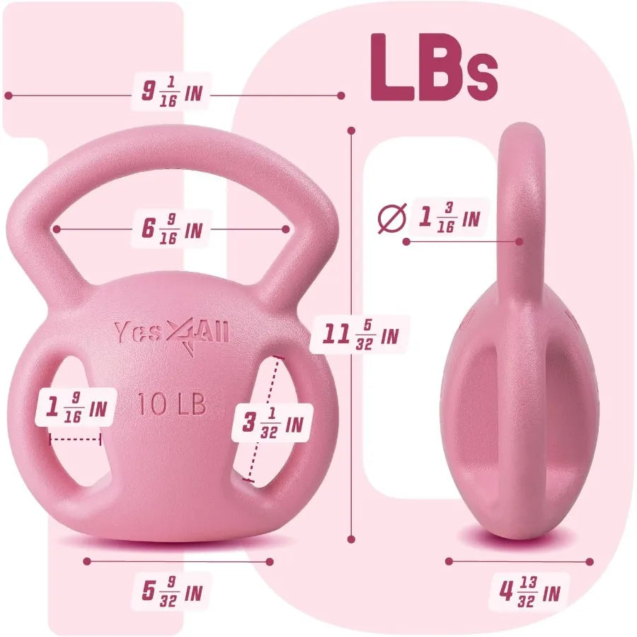 10LB Pink+15LB Green Kettlebell,