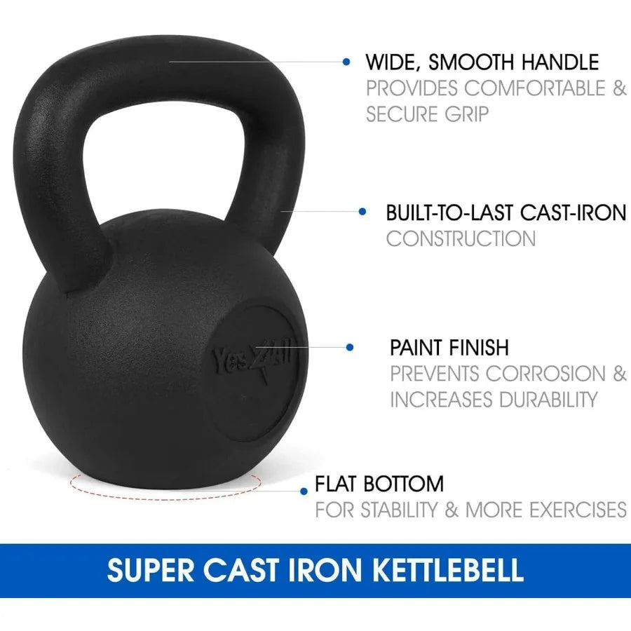 Kettlebell Sets, 5 - 10 - 15 - 20 - 25 - 30 LB Cast Iron Strength Training Kettlebells,