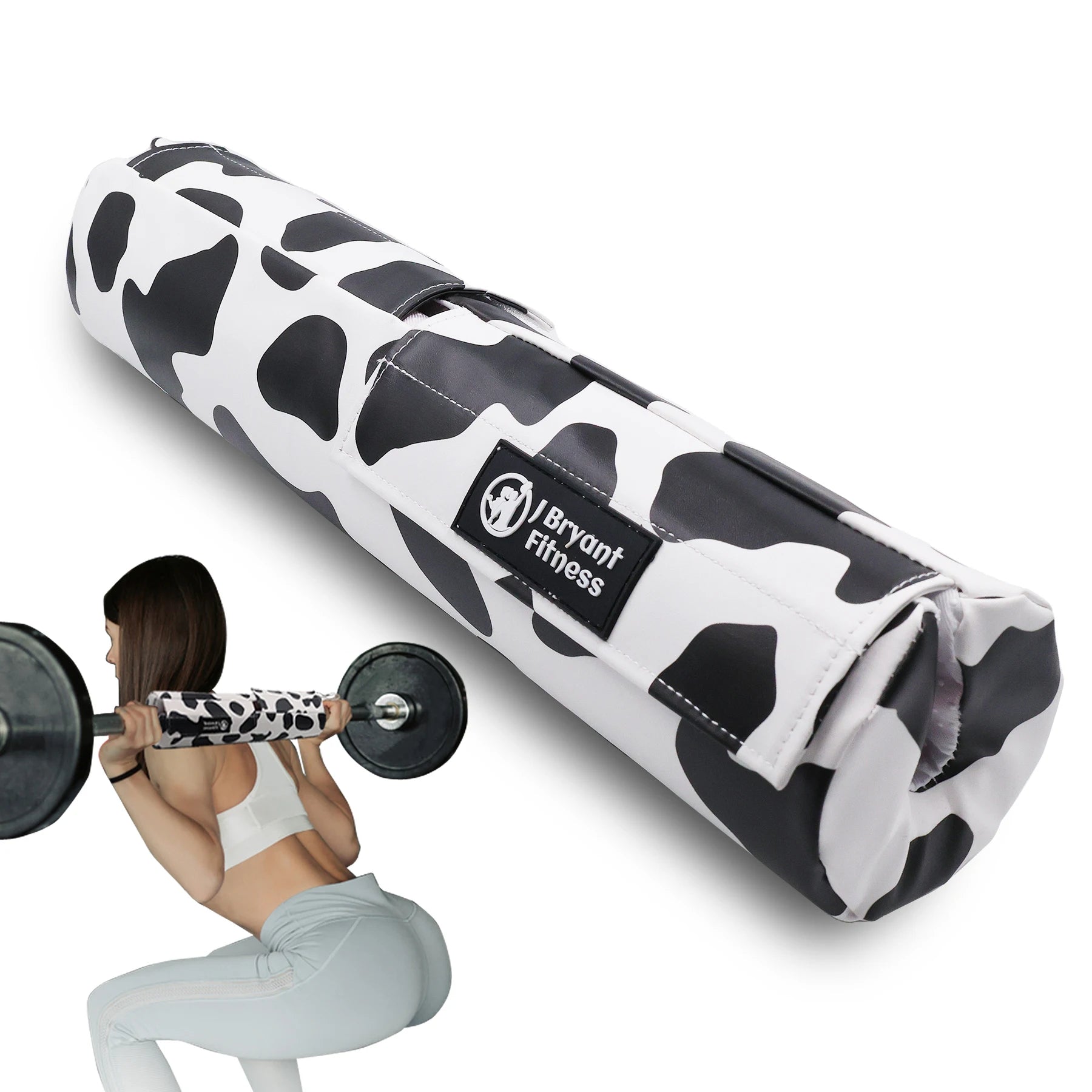 Cow Print Barbell Squat Pad Thick Foam PU Leather Padding for Neck Shoulder