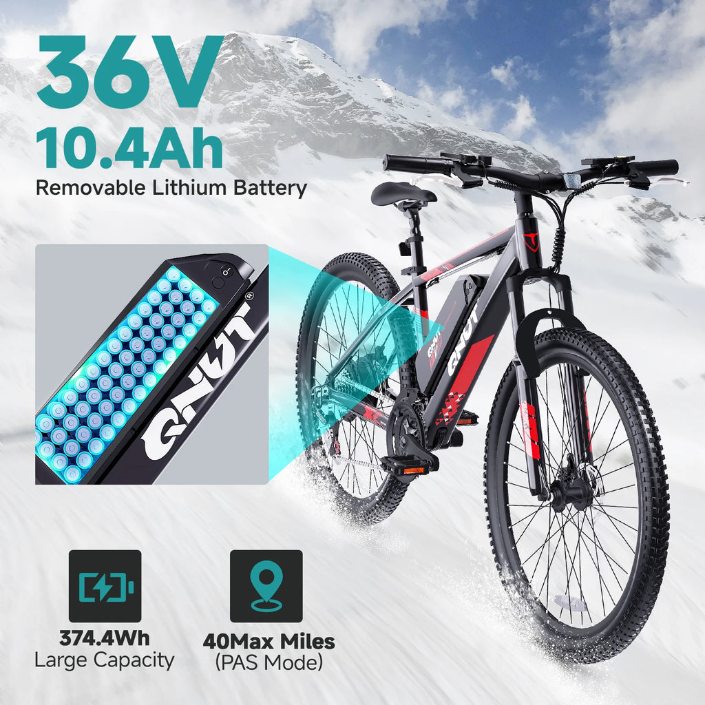 QNUT Victor3.0 Mountain electric Bicycle 1000W 36V 10.4AH 26" Tire All-Terrain E-Bike