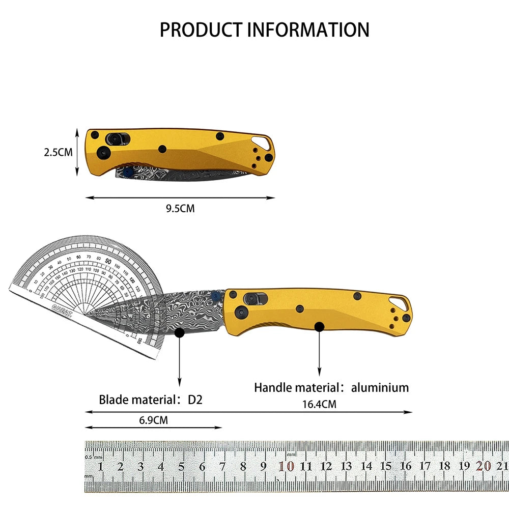 High Quality Folding Pocket Knife Damascus Steel Blade Aluminum Handle