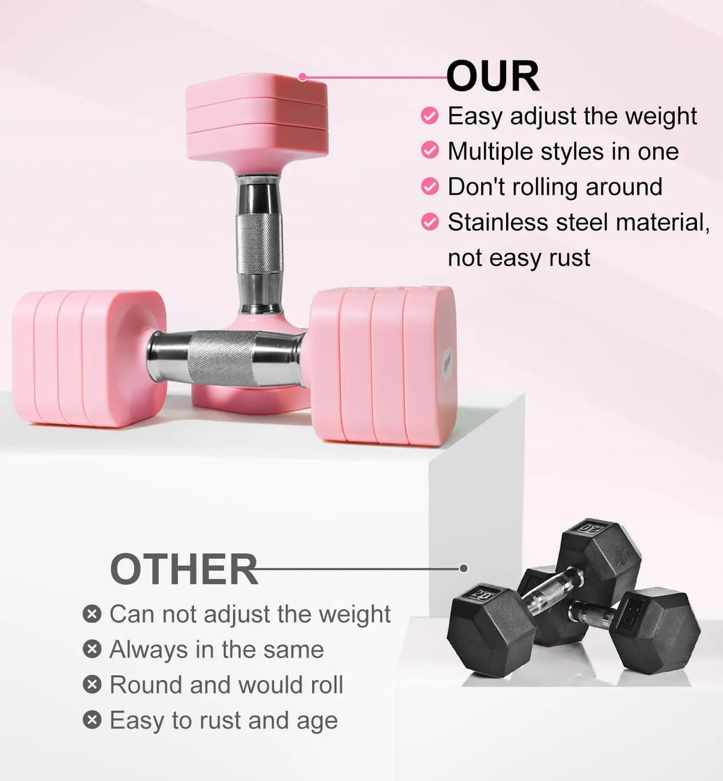 Adjustable Dumbbell Set 15-50LB Free Weights for Home Gym