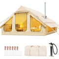 Inflatable tent camping for 1-6 people, hand pump inflation large tent, with skylight and chimney