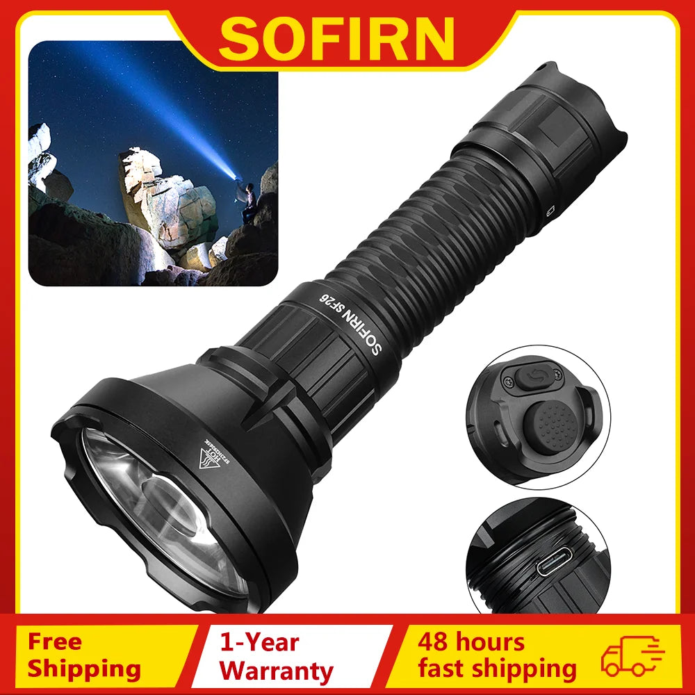 Sofirn SF26 21700 Tactical Flashlight 2000lm 964m Long-Range USB C Rechargeable