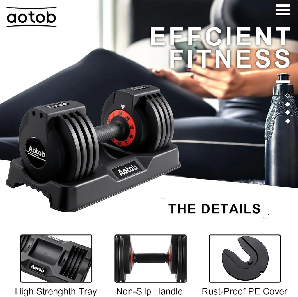 Adjustable Dumbbell Set 25/55 LBS, Quick Turn Handle