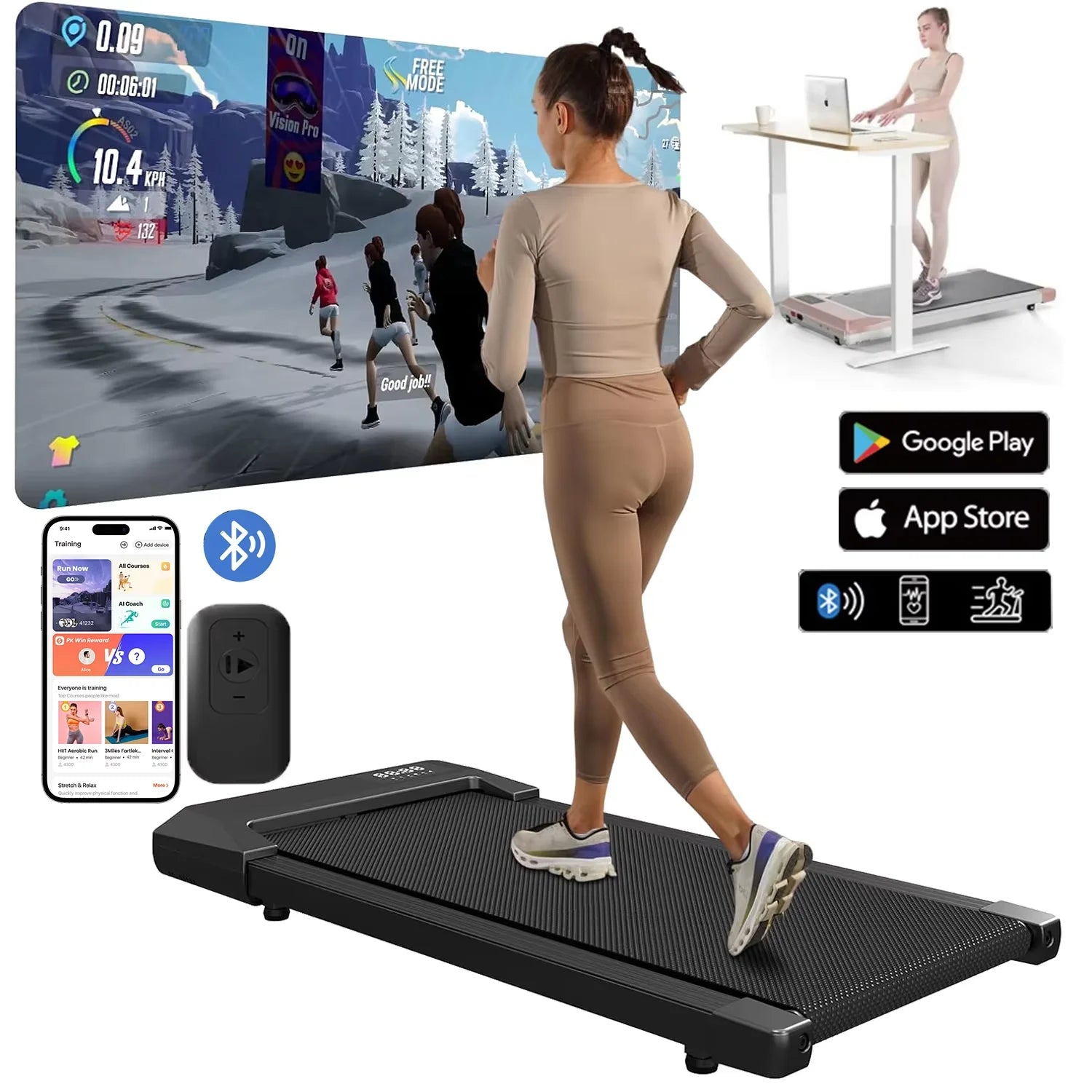 300lbs Treadmill for Home 2.5HP Treadmills Walking Pad LCD Digital Data Display