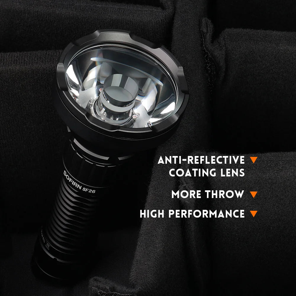 Sofirn SF26 21700 Tactical Flashlight 2000lm 964m Long-Range USB C Rechargeable