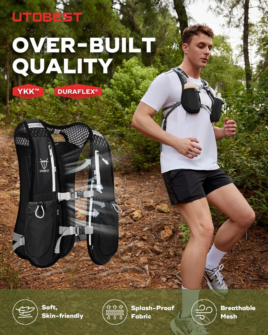 UTOBEST Trail Running Backpack 5L Ultra Lightweight Hydration Vest