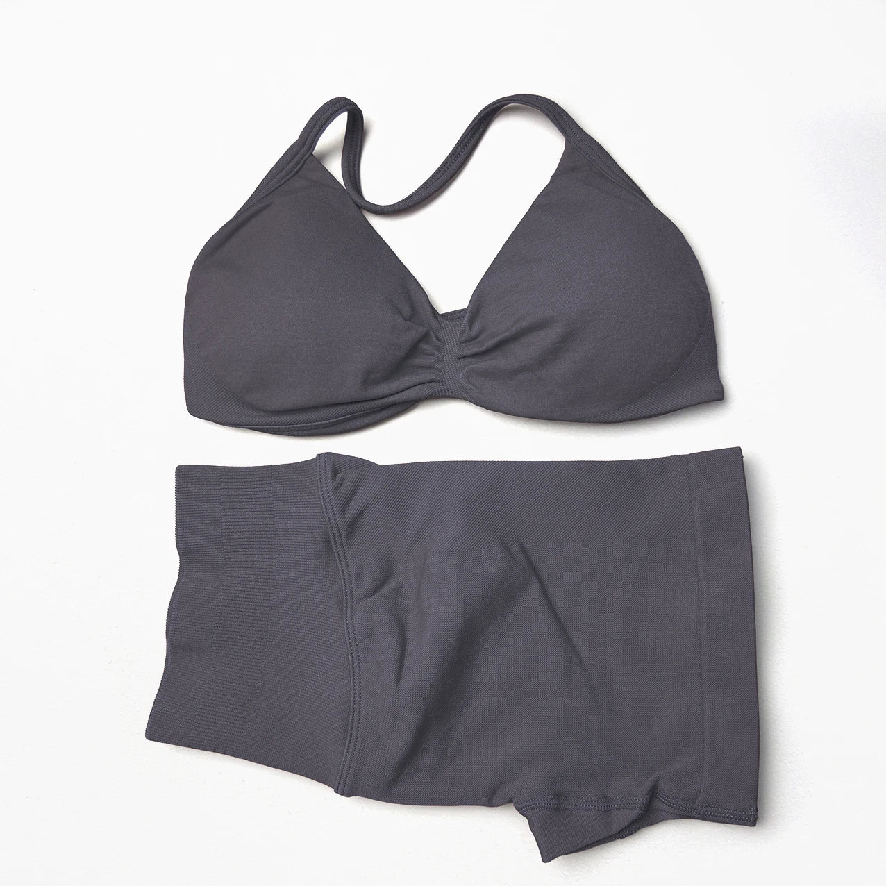 Seamless 2 Pieces Strappy Yoga Halter Bras Sets