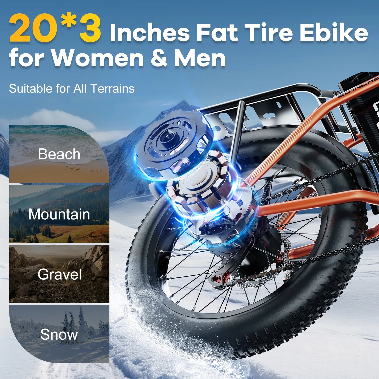 Cybervelo 1000W Folding Electric Bike, 48V 20AH Removable Battery 30+MPH 80Miles Max Range, 20"Fat Tire 7-Speed EK4