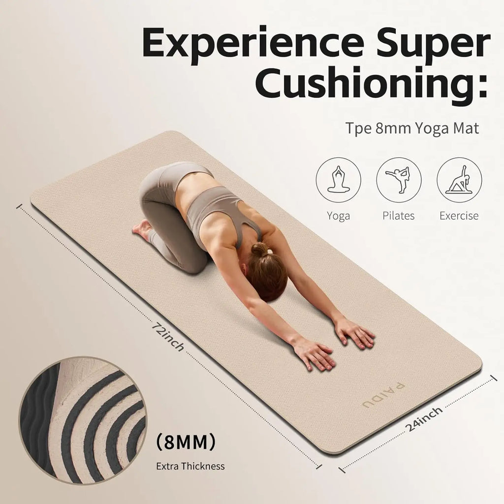 8mm Thick TPE Yoga Mat with Strap