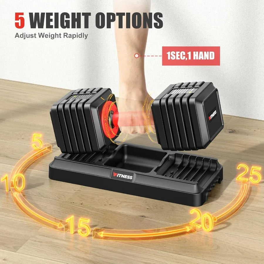 Adjustable Dumbbell Set of 2 for Home Gym: 25 55 80LB Capacity