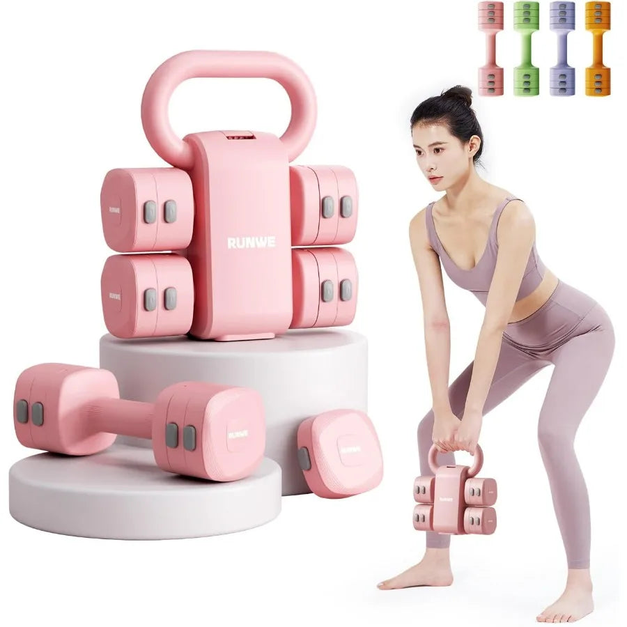 Lightweight Adjustable Dumbbell Kettlebell Set - 4 in 1  2.2 3.3 4.4 5.5lb Q