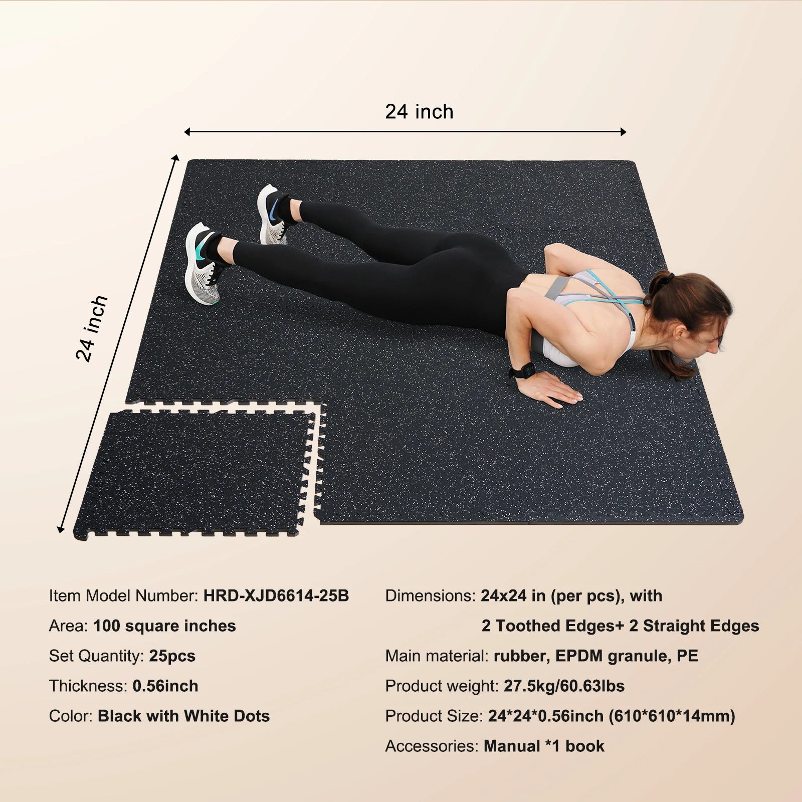 SucceBuy 0.56 Inch 25 Tiles Rubber Top Floor Mats
