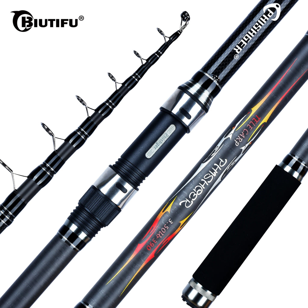 BIUTIFU Telescopic Surf Fishing Rod 30T Carbon Spinning 3.5lbs Power