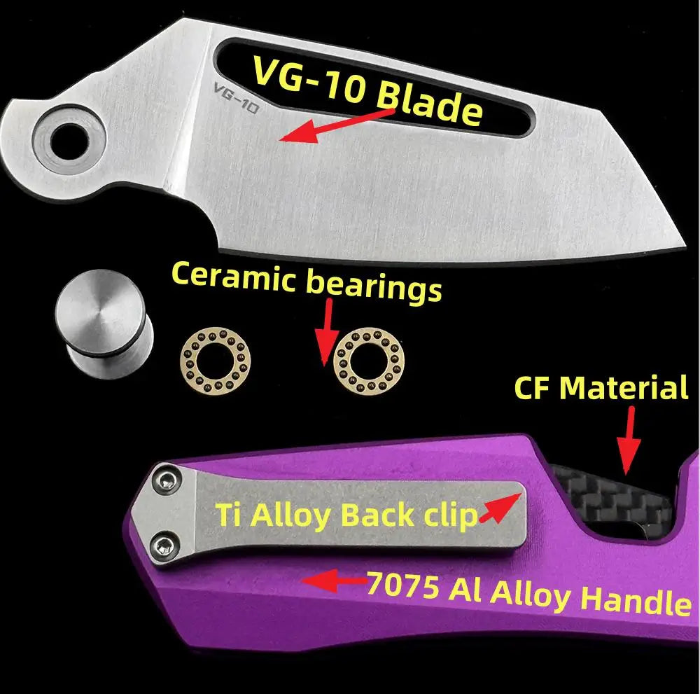 Winter blade Damascus G10 handle VG10 blade ceramic bearing folding knife